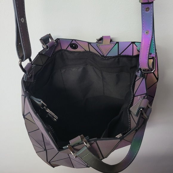 HOTONE Iridescent Geometric Prism Handbag Purse Wallet Set